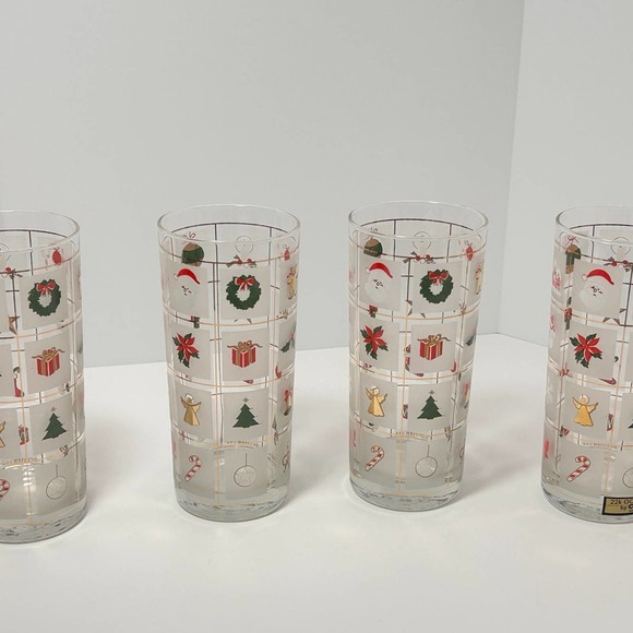 Dining Vintage Culver Christmas Potpourri Tall Coolers Set Of 4